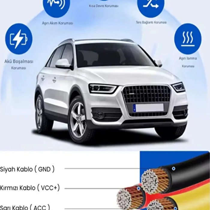 Park Modu Kablosu Type-c Akü Sigorta Bağlantı Kablosu Araç İçi Kamera Tüm Kameralara Uyumlu